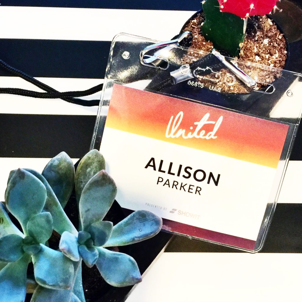 Allison Parker Photography's name tag from Showit United 2016 Photography Conference