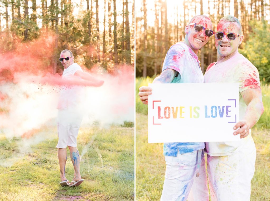 A colourful engagement session in Thunder Bay ends in a chalk fight